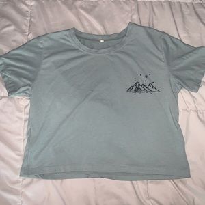 shein teal blue crop top